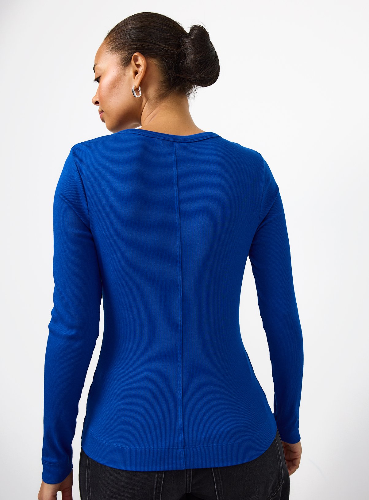 Bright Blue Modal Ribbed Long Sleeve Top 16 - Image 4 thumbnail
